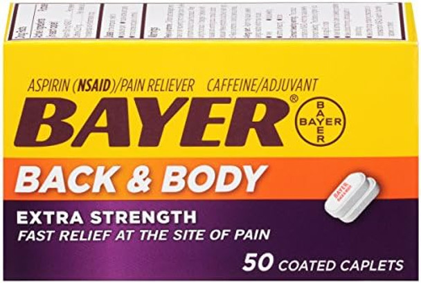 Bayer Aspirin Pain Reliever Extra Strength Back & Body Pain 50Count Caplets