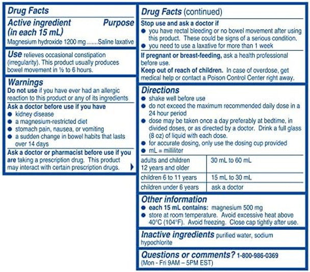 Genuine Milk Of Magnesia 4 Oz. Bottle Genuine Milk Of Magnesia 4 Oz. Bottle