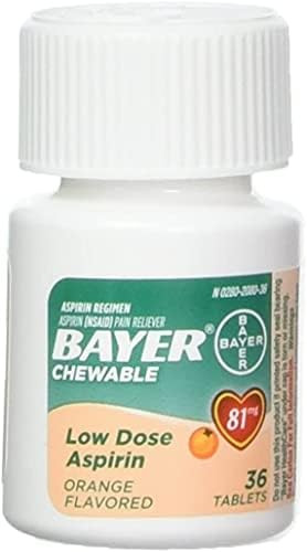 Bayer Chewable Aspirin Orange 81Mg 36 Tablets (Pack Of 4)