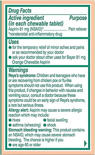 Bayer Chewable Aspirin Orange 81Mg 36 Tablets (Pack Of 4)