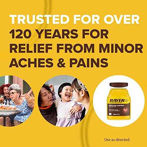 Bayer Genuine Aspirin 325 Mg Pain Reliever And Fever Reducer Head Muscle Minor Arthritis Back Tooth And Menstrual Pain 300 Coated Tablets