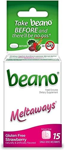 Beano Meltaways Gas Prevention & Bloating Relief Strawberry Flavor 15 Count Pack Of 3
