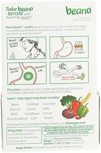 Beano Food Enzyme Dietary Supplement 30 Tablets Pack Of 5