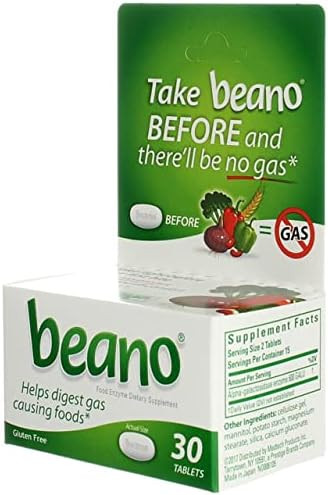 Beano Food Enzyme Dietary Supplement 30 Tablets Pack Of 5
