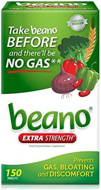 Beano Food Enzyme Dietary Supplement Help Digest Gascausing Foods 150 Tablets & Gasx Extra Strength Chewable Gas Relief Tablets With Simethicone 125 Mg For Bloating Relief Cherry 72 Count