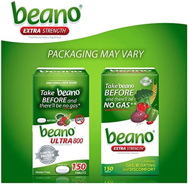 Beano Food Enzyme Dietary Supplement Help Digest Gascausing Foods 150 Tablets & Gasx Extra Strength Chewable Gas Relief Tablets With Simethicone 125 Mg For Bloating Relief Cherry 72 Count