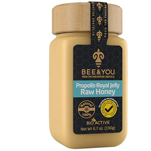 Bee And You Royal Jelly Raw Honey Propolis Extract 100% Natural Superfood Ultra Pure Immune Support Supplement Antioxidants Keto Paleo Gluten 6.7 Oz