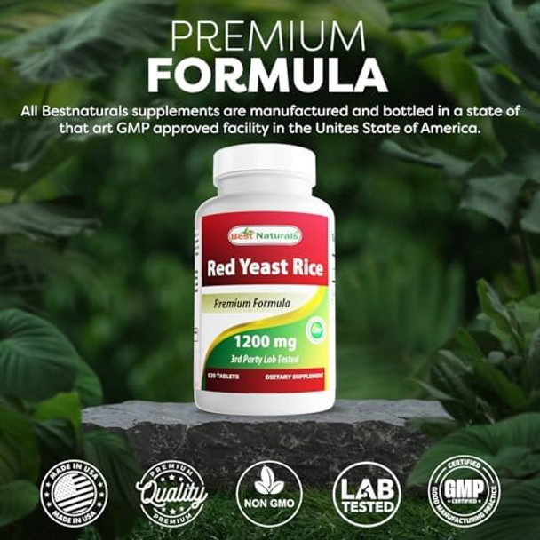 Best Naturals Red Yeast Rice 1200 Mg (Nongmo) 120 Tablets Non Irradiated Citrinin Best Naturals Red Yeast Rice 1200 Mg (Nongmo) 120 Tablets Non Irradiated Citrinin