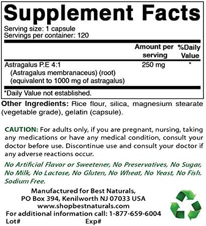 Best Naturals Astragalus Capsule 1000 Mg 120 Count (Pack Of 3)