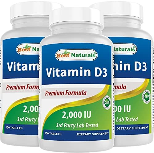 Best Naturals Vitamin D3 2000 Iu (50 Mcg) 100 Tablets 100 Days Supply Helps Support Immune Health Strong Bones And Teeth & Muscle Function (100 Count (Pack Of 1))
