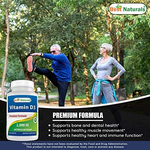 Best Naturals Vitamin D3 2000 Iu (50 Mcg) 100 Tablets 100 Days Supply Helps Support Immune Health Strong Bones And Teeth & Muscle Function (100 Count (Pack Of 1))