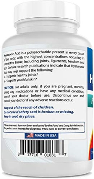 Best Naturals Hyaluronic Acid 200 Mg 120 Tablets (Nongmo Gluten ) Promotes Youthful Healthy Skin & Healthy Joint Function (120 Count (Pack Of 3))