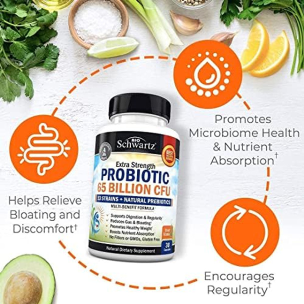 65 Billion Cfu Daily Probiotic Supplement (1 Month Supply) Plus Advanced Prebiotic Gut Health Supplement (1 Month Supply) 65 Billion Cfu Daily Probiotic Supplement (1 Month Supply) Plus Advanced Prebiotic Gut Health Supplement (1 Month Supply)