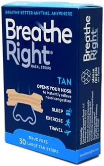 Breathe Right Original Tan Large Drug Nasal Strips For Nasal Congestion Relief 30 Count