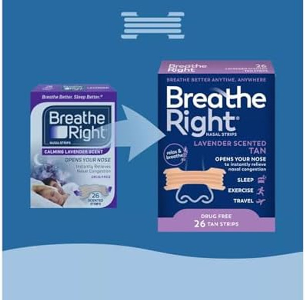 Breathe Right Strips Nasal Strips Lavender 26 Count (Pack Of 3)