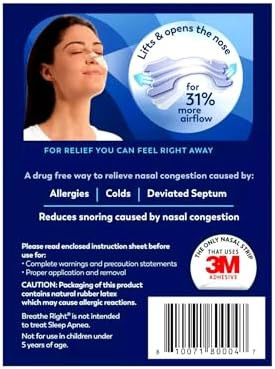 Breathe Right Nasal Strips Small/Medium Clear 30 Count (Pack Of 3)