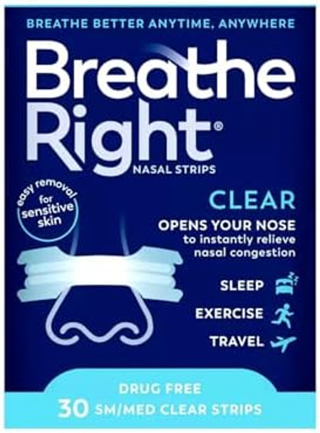 Breathe Right Nasal Strips Clear Small/Medium 30 Each (Pack Of 5)