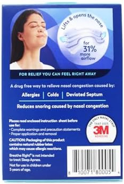 Breathe Right Nasal Strips Clear For Sensitive Skin Large 30 Each (Pack Of 5)