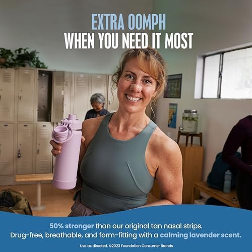 Breathe Right Nasal Strips Lavender Scent Extra Strength Tan Nasal Strips Help Stop Snoring Drug Snoring Solution & Nasal Congestion Relief Caused By Colds & Allergies 26Ct (Packaging May Vary)