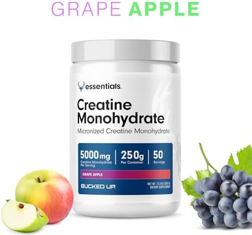 Bucked Up Grape Apple Creatine For Women And Men Easy To Mix Vegetarian Flavored Creatine Monohydrate Powder Made In Usa 5G Per Serving 50 Servings 250 Grams Per Container