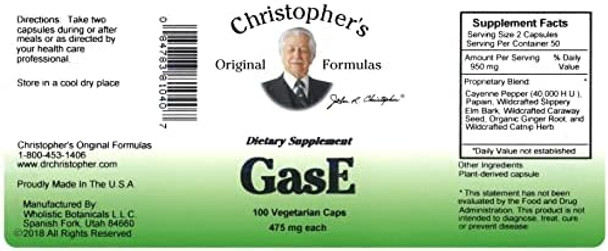 Christopher'S Original Formulas Gaseze 475 Mg 100 Vegetarian Capsules