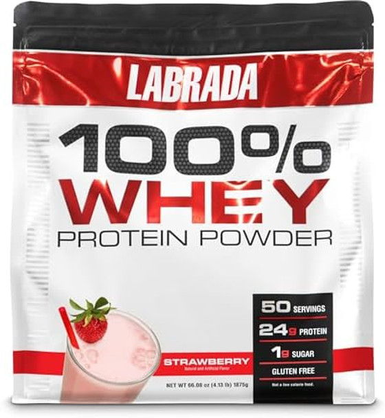 Labrada Nutrition 100% Whey Protein Powder Strawberry 4.13 Lb