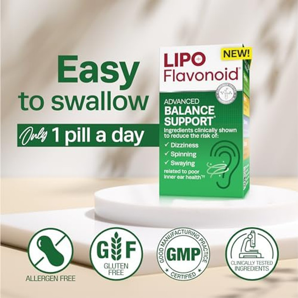 Lipoflavonoid Balance Support Helps Reduce The Risk Of Vertigo Like Symptoms Dizziness Spinning And Swaying Related To Poor Inner Ear Health (30Ct)