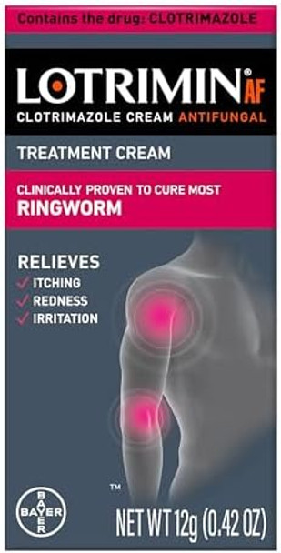 Lotrimin Af Ringworm Cream Clotrimazole 1% Clinically Proven Effective Antifungal Cream Treatment Of Most Ringworm For Adults And Kids Over 2 Years .42 Ounce (12 Grams)