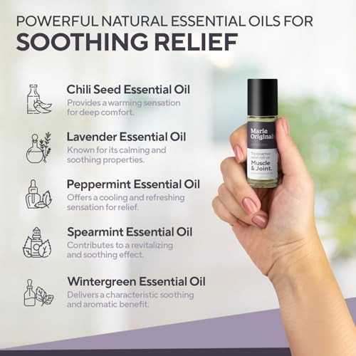 Marie Originals Muscle & Joint Rollon 29Ml Travel Friendly Muscle Pain Relief Rollon For Back Joints Neck Hands Feet Premium Whole Body Rub With Natural Essential Oils For Deep Penetration