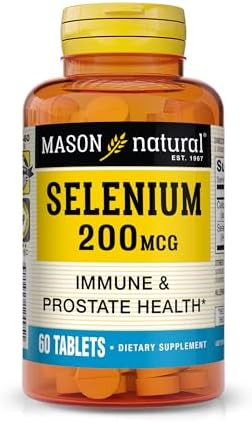Mason Natural Selenium 200 Mcg Antioxidant Supplement For Immune Support & Prostate Health Essential Trace Mineral 60 Tablets