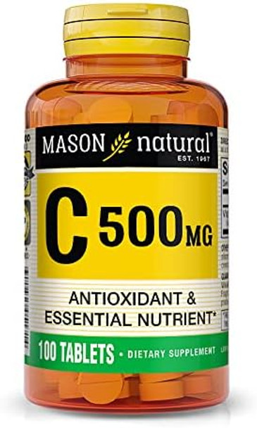 Mason Natural Vitamin C 500 Mg Immune Support & Antioxidant Supplement Promotes Collagen Production & Cell Protection 100 Tablets