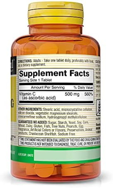 Mason Natural Vitamin C 500 Mg Immune Support & Antioxidant Supplement Promotes Collagen Production & Cell Protection 100 Tablets