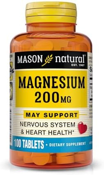Mason Natural Magnesium 200 Mg Muscle And Nerve Function Support 100 Tablets Mason Natural Magnesium 200 Mg Muscle And Nerve Function Support 100 Tablets
