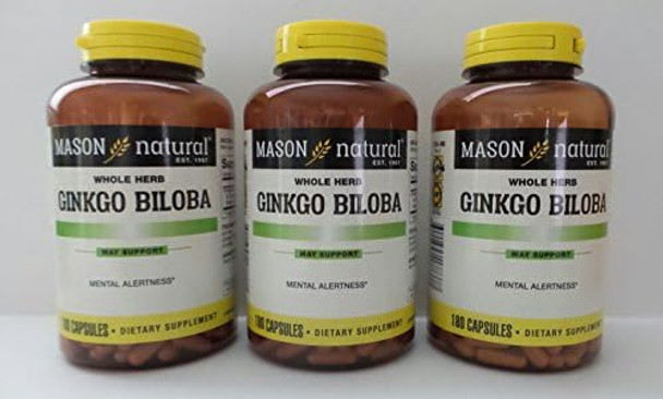 Mason Vitamins Ginkgo Biloba 500 Mg 180 Gelatin Capsules Per Bottle Pack Of 3 Bottles Total 540 Capsules