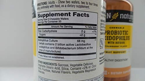 Mason Natural Chewable Acidophilus With Bifidus Wafers Strawberry 100Ct Pack Of 2