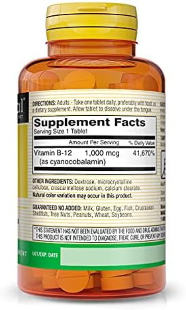 Mason Natural Vitamin B12 1000Mcg 100 Tablets Per Bottle (Pack Of 5) Mason Natural Vitamin B12 1000Mcg 100 Tablets Per Bottle (Pack Of 5)