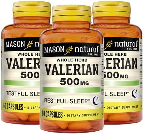 Mason Natural Valerian Root 500 Mg 6 Month Supply Natural Sleep Aid Promotes Healthy & Restful Sleep Herbal Supplement 3 Pack