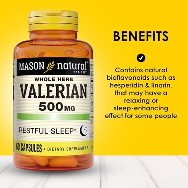 Mason Natural Valerian Root 500 Mg 6 Month Supply Natural Sleep Aid Promotes Healthy & Restful Sleep Herbal Supplement 3 Pack