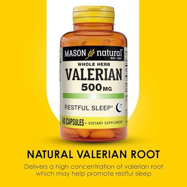Mason Natural Valerian Root 500 Mg 6 Month Supply Natural Sleep Aid Promotes Healthy & Restful Sleep Herbal Supplement 3 Pack