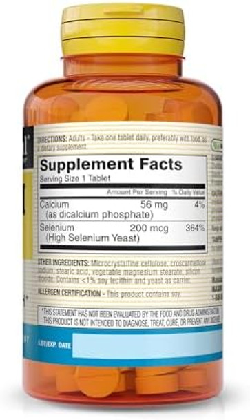 Mason Natural Selenium 200 Mcg Antioxidant Supplement For Immune Support & Prostate Health Essential Trace Mineral 60 Tablets (Pack Of 3)