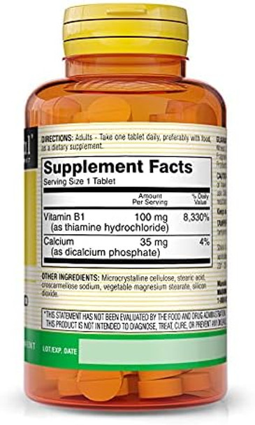 Mason Natural Vitamin B1 (Thiamin) 100 Mg Healthy Conversion Of Food Into Energy Supports Nerve And Immune Health 100 Tablets (Pack Of 3)