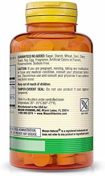 Mason Natural Vitamin B1 (Thiamin) 100 Mg Healthy Conversion Of Food Into Energy Supports Nerve And Immune Health 100 Tablets (Pack Of 3)
