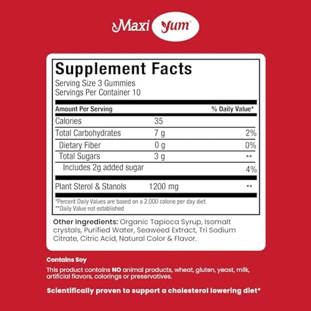 Maxi Health Cholesterol Gummies With 1200Mg Of Plant Sterols & Stanols Kosher Gluten Healthy Cholesterol Supplements (30 Count (Pack Of 1))