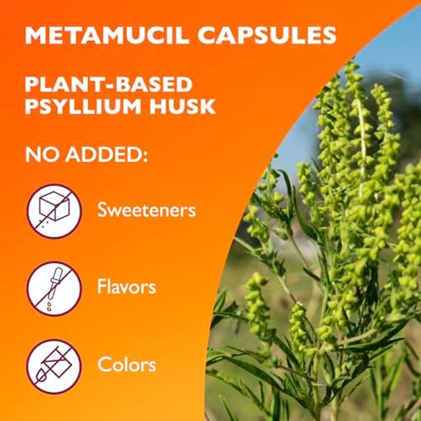 Metamucil Daily Psyllium Husk Powder Supplement 3In1 Fiber For Digestive Health Plant Based Fiber 300Ct Capsules