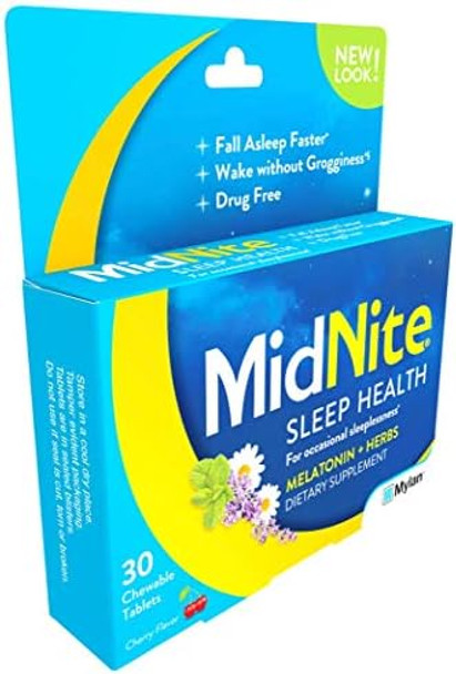 Midnite Natural Sleep Supplement Chewable Tablets Cherry Flavored 30 Count (Pack Of 2)