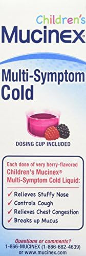 Cold And Cough Mucinex Children'S Multisymptom Liquid Very Berry Flavor 24Oz (6X4Oz) Relieves Nasal & Chest Congestion Thins & Loosens Mucus & Controls Cough