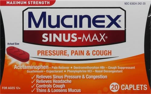 Maximum Strength Mucinex Sinusmax Pressure Pain & Cough Caplets 20 Ct