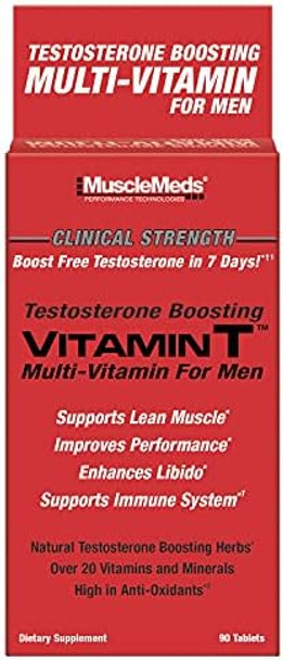 Musclemeds Vitamin T Daily Complete Multivitamin For Men Enhances Testosterone Muscle Building Sexual Performance 20 Vitamins Minerals Fenugreek Tribulus Longjack Brown 90 Count