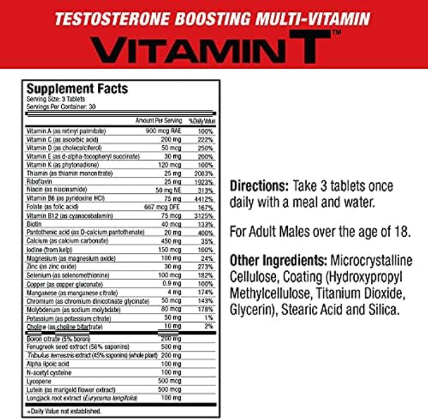 Musclemeds Vitamin T Daily Complete Multivitamin For Men Enhances Testosterone Muscle Building Sexual Performance 20 Vitamins Minerals Fenugreek Tribulus Longjack Brown 90 Count