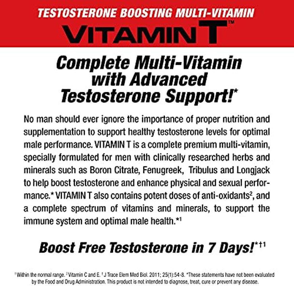Musclemeds Vitamin T Daily Complete Multivitamin For Men Enhances Testosterone Muscle Building Sexual Performance 20 Vitamins Minerals Fenugreek Tribulus Longjack Brown 90 Count